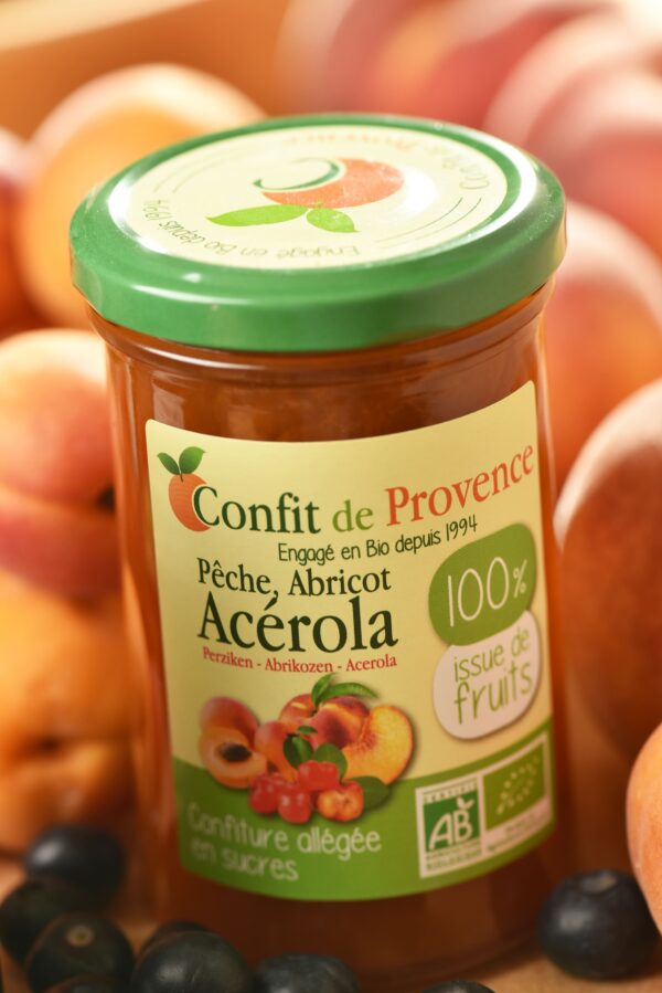 Pêche Abricot Acérola - Confiture Bio 100% issue de fruits 290g